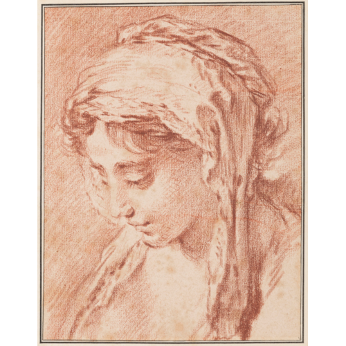 The Head of a Young Woman with a Headscarf, Looking Down to the Left